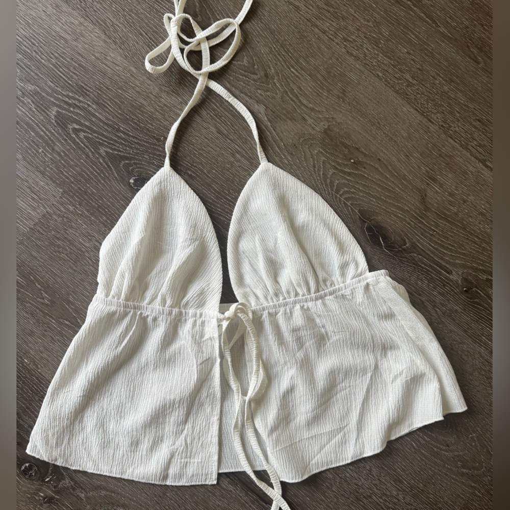White Tie-Back Crop Top